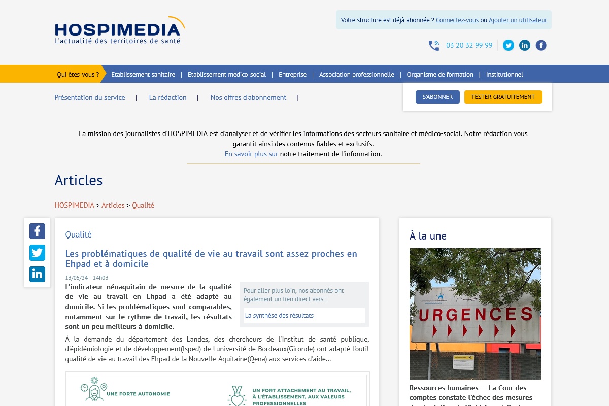 Hospimedia parle du projet QENA© Landes !